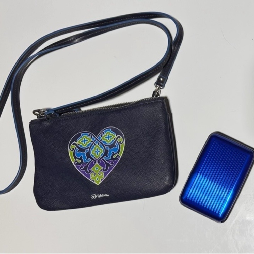 Brighton Navy Crossbody with Multicolor Decorative Heart